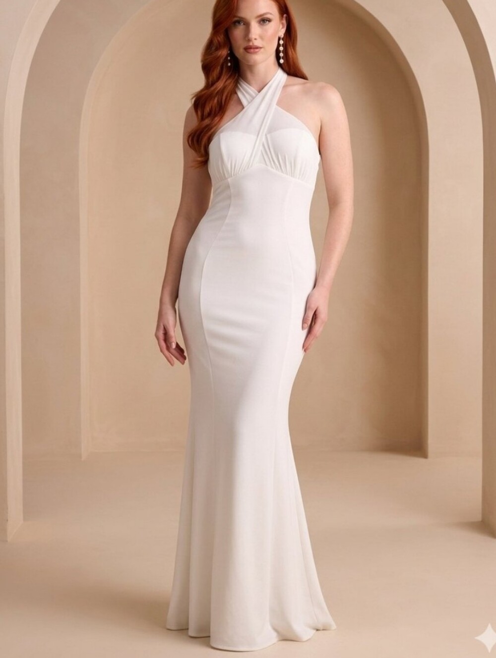 Iridessa White Mixed Media Halter Mermaid Maxi Dress Lulus Size Large